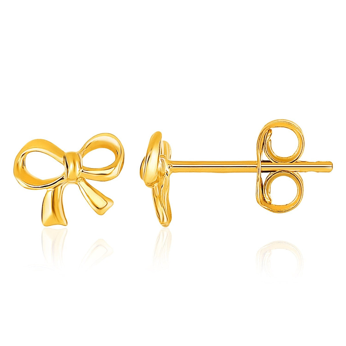 14k Yellow Gold Bow Style Post Earrings - LinkagejewelrydesignLinkagejewelrydesign