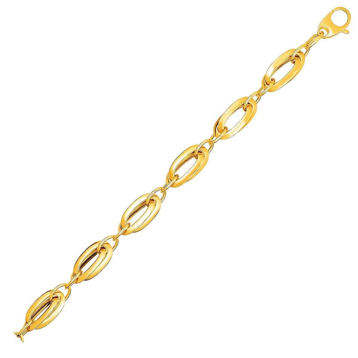 14k Yellow Gold Bracelet with Long Double Oval Links - LinkagejewelrydesignLinkagejewelrydesign