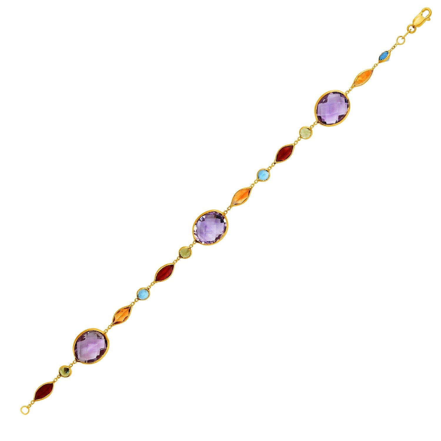 14k Yellow Gold Bracelet with Multi - Colored Stones - LinkagejewelrydesignLinkagejewelrydesign