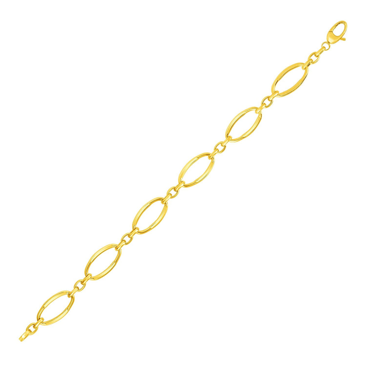 14k Yellow Gold Bracelet with Polished Oval Links - LinkagejewelrydesignLinkagejewelrydesign