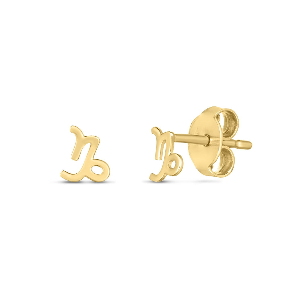 14k Yellow Gold Capricorn Stud Earrings - LinkagejewelrydesignLinkagejewelrydesign