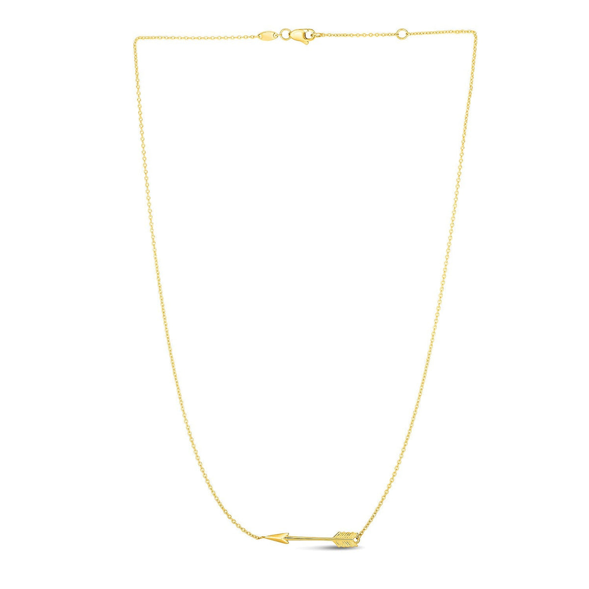 14k Yellow Gold Chain Necklace with Horizontal Arrow Pendant - LinkagejewelrydesignLinkagejewelrydesign