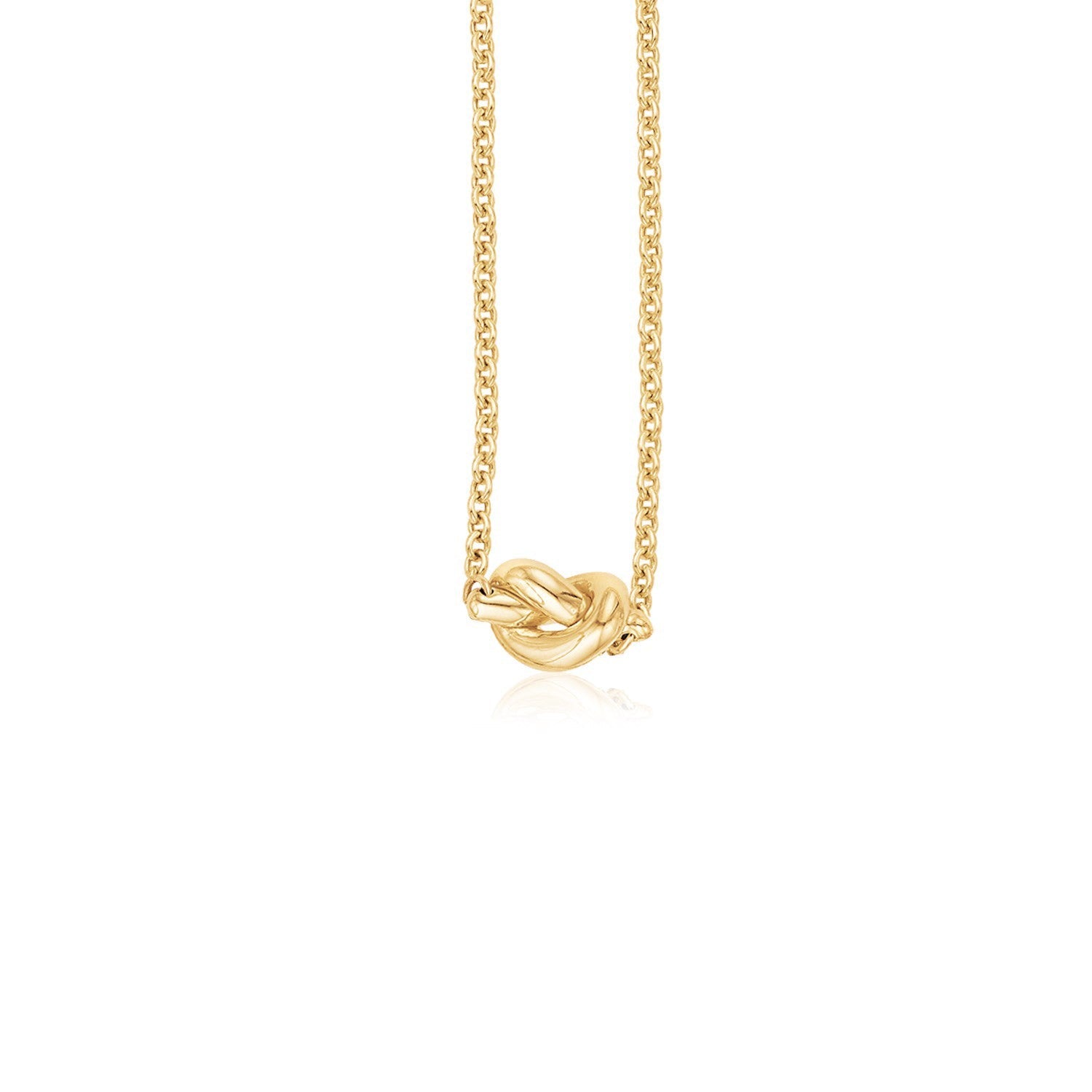 14k Yellow Gold Chain Necklace with Polished Knot - LinkagejewelrydesignLinkagejewelrydesign