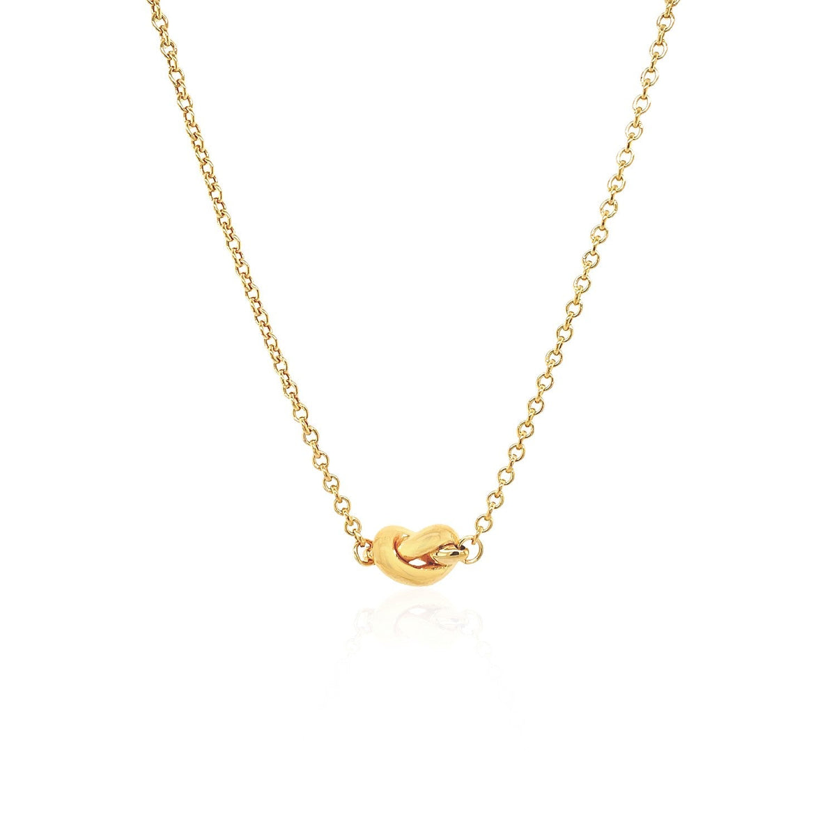 14k Yellow Gold Chain Necklace with Polished Knot - LinkagejewelrydesignLinkagejewelrydesign