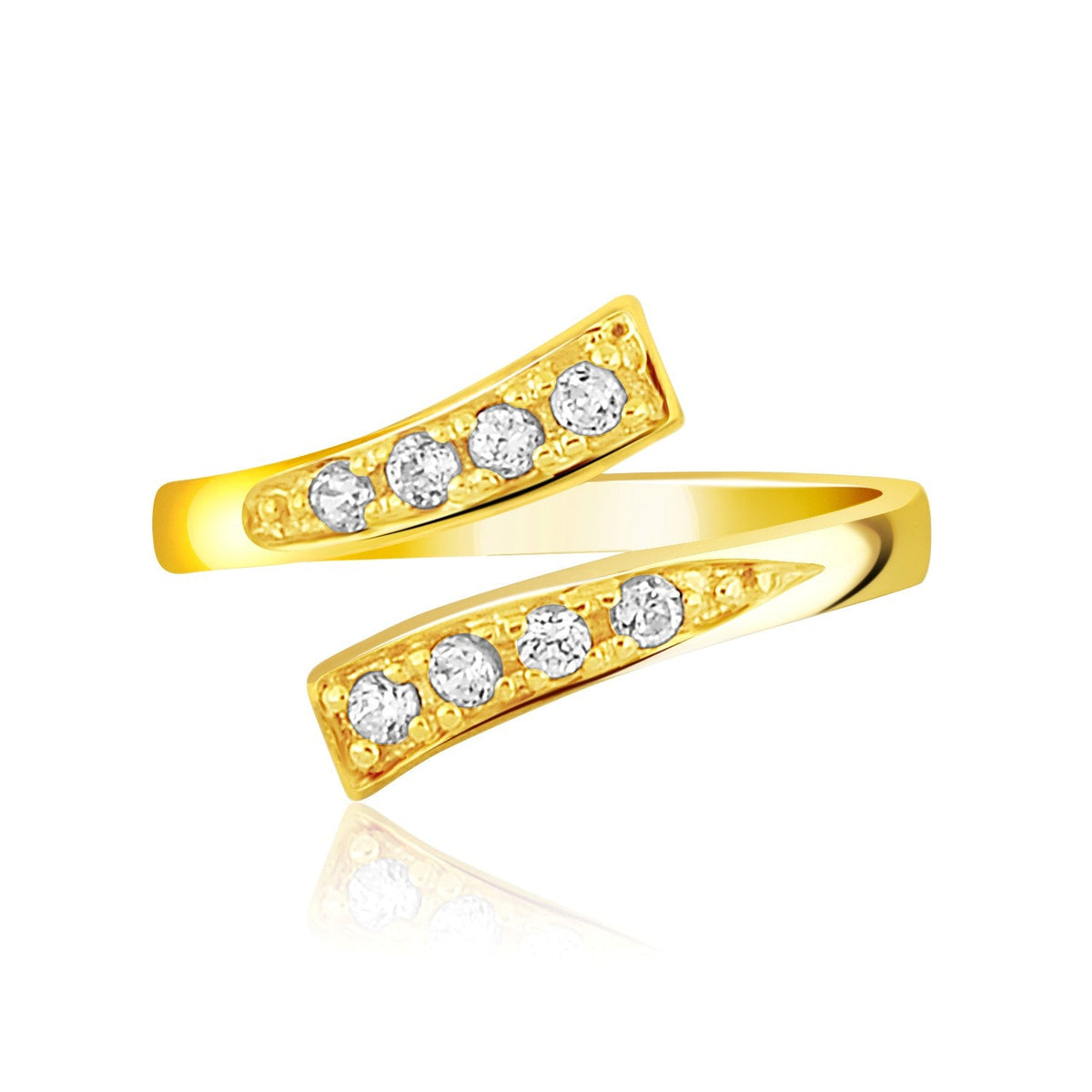 14k Yellow Gold Contemporary Cubic Zirconia Accented Toe Ring - LinkagejewelrydesignLinkagejewelrydesign