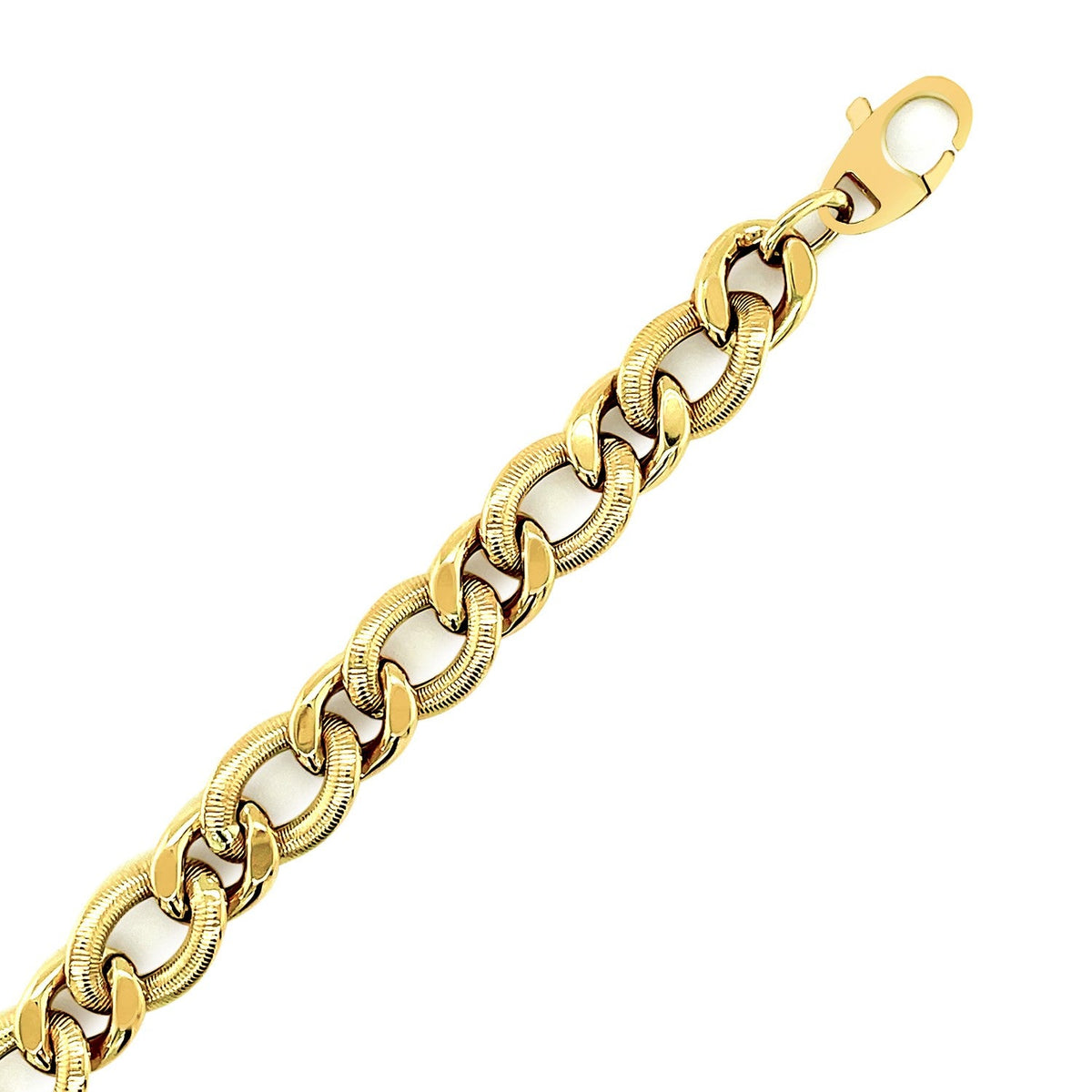 14k Yellow Gold Curb Chain Design with Diamond Cuts Bracelet - LinkagejewelrydesignLinkagejewelrydesign