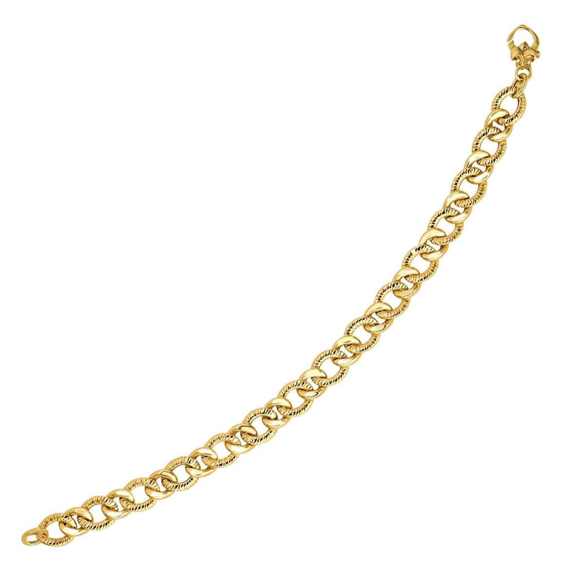 14k Yellow Gold Curb Chain Design with Diamond Cuts Bracelet - LinkagejewelrydesignLinkagejewelrydesign