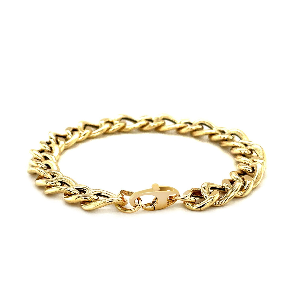 14k Yellow Gold Curb Chain Design with Diamond Cuts Bracelet - LinkagejewelrydesignLinkagejewelrydesign