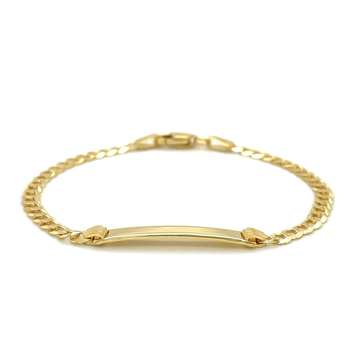 14k Yellow Gold Curb Link Style Children&#39;s ID Bracelet - LinkagejewelrydesignLinkagejewelrydesign