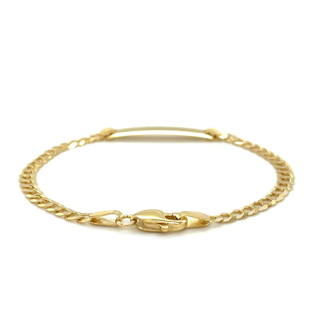 14k Yellow Gold Curb Link Style Children&#39;s ID Bracelet - LinkagejewelrydesignLinkagejewelrydesign