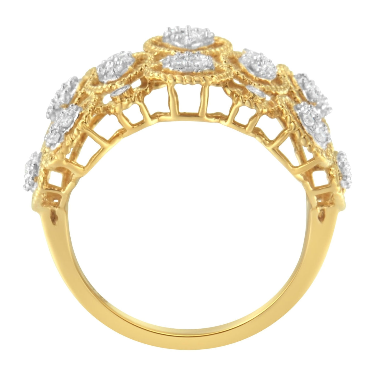 14K Yellow Gold Diamond Art Deco Ring (1/2 Cttw, H-I Color, I1 Clarity) - Size 7 - LinkagejewelrydesignLinkagejewelrydesign
