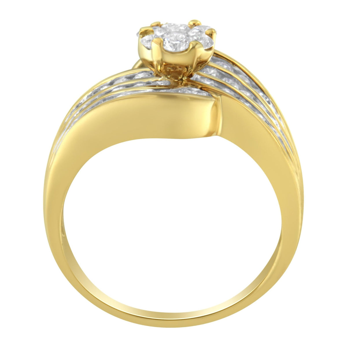 14K Yellow Gold Diamond Cocktail Bypass Ring (1 1/2 Cttw, H-I Color, SI2-I1 Clarity) - Size 7 - LinkagejewelrydesignLinkagejewelrydesign