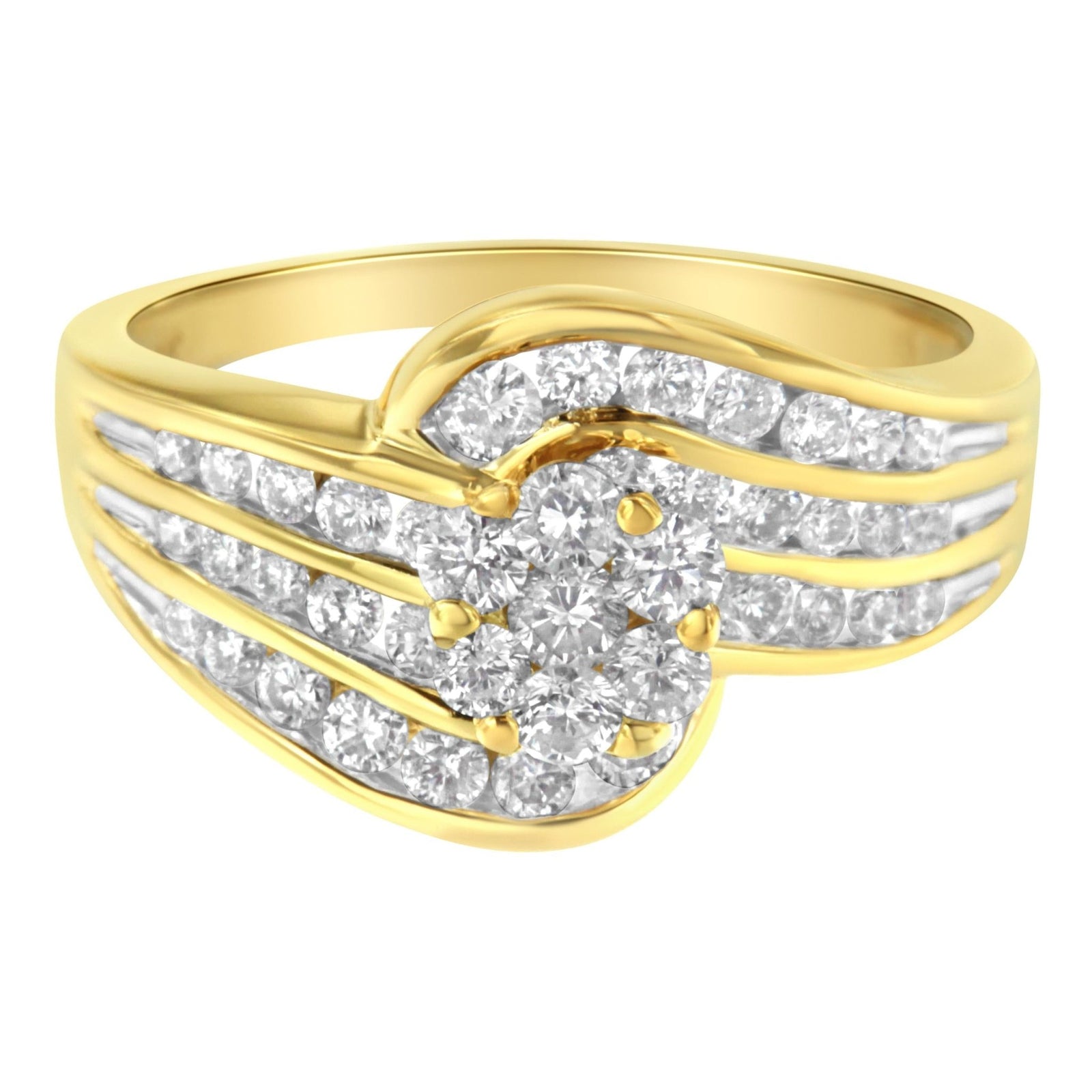 14K Yellow Gold Diamond Cocktail Bypass Ring (1 1/2 Cttw, H-I Color, SI2-I1 Clarity) - Size 7 - LinkagejewelrydesignLinkagejewelrydesign