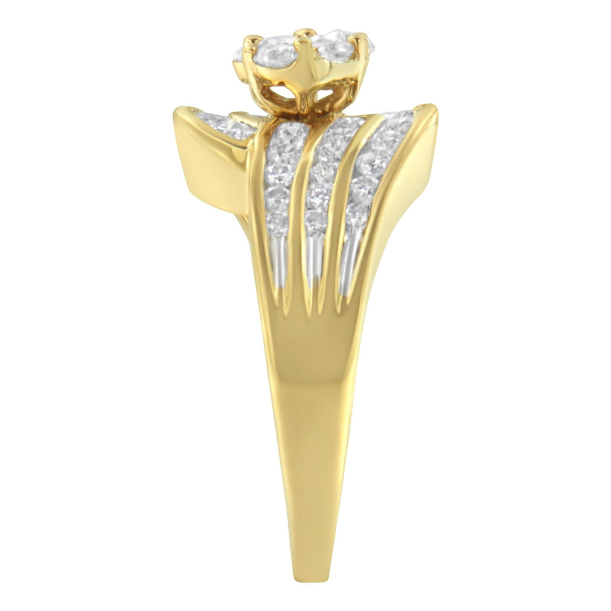 14K Yellow Gold Diamond Cocktail Bypass Ring (1 1/2 Cttw, H-I Color, SI2-I1 Clarity) - Size 7 - LinkagejewelrydesignLinkagejewelrydesign