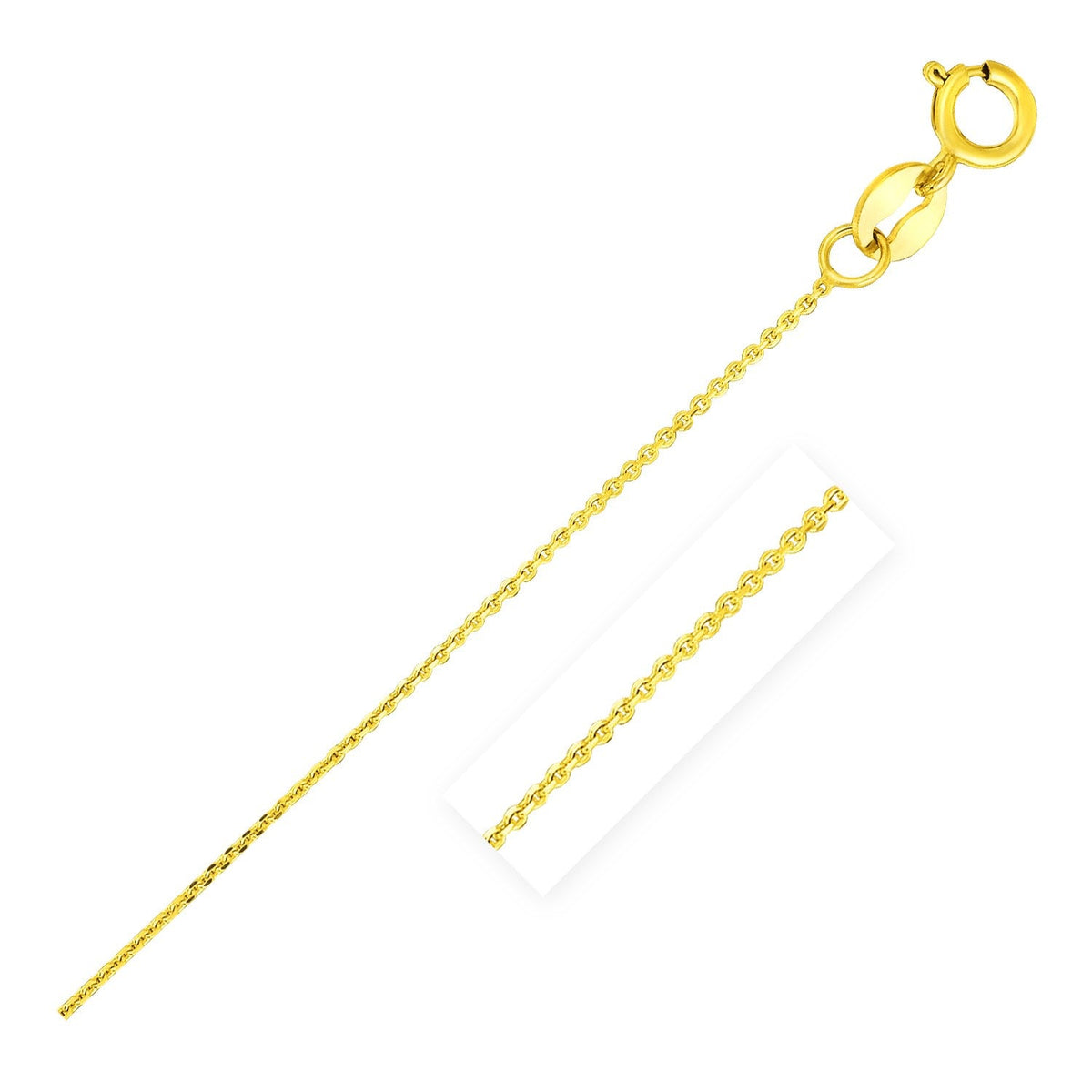 14k Yellow Gold Diamond Cut Cable Link Chain 0.7mm - LinkagejewelrydesignLinkagejewelrydesign