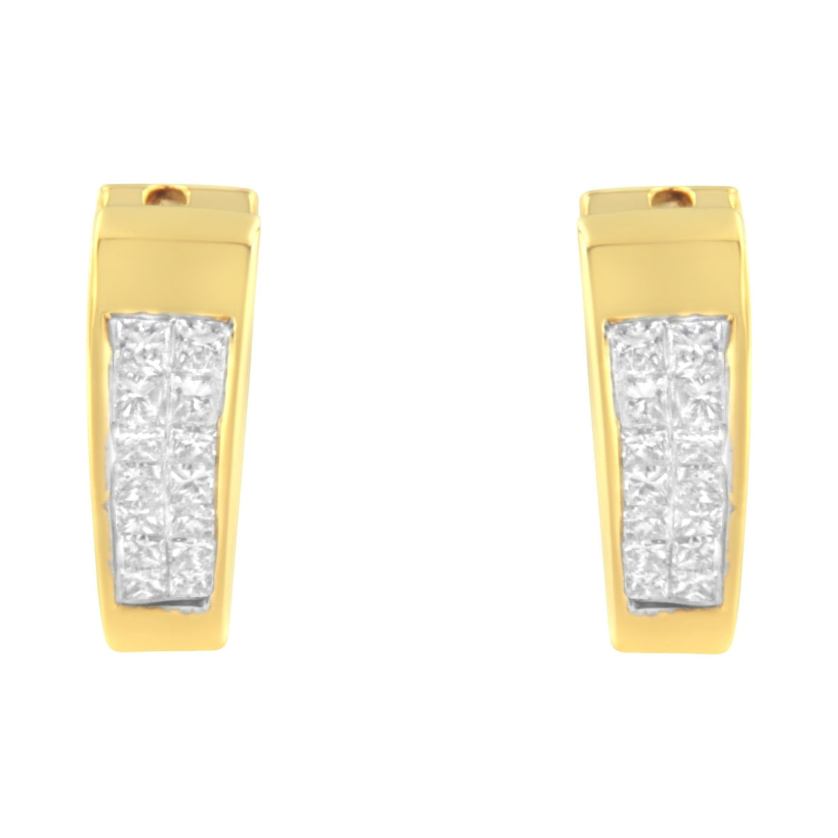 14K Yellow Gold Diamond Huggy Earrings (1/2 cttw, H-I Color, SI2-I1 Clarity) - LinkagejewelrydesignLinkagejewelrydesign