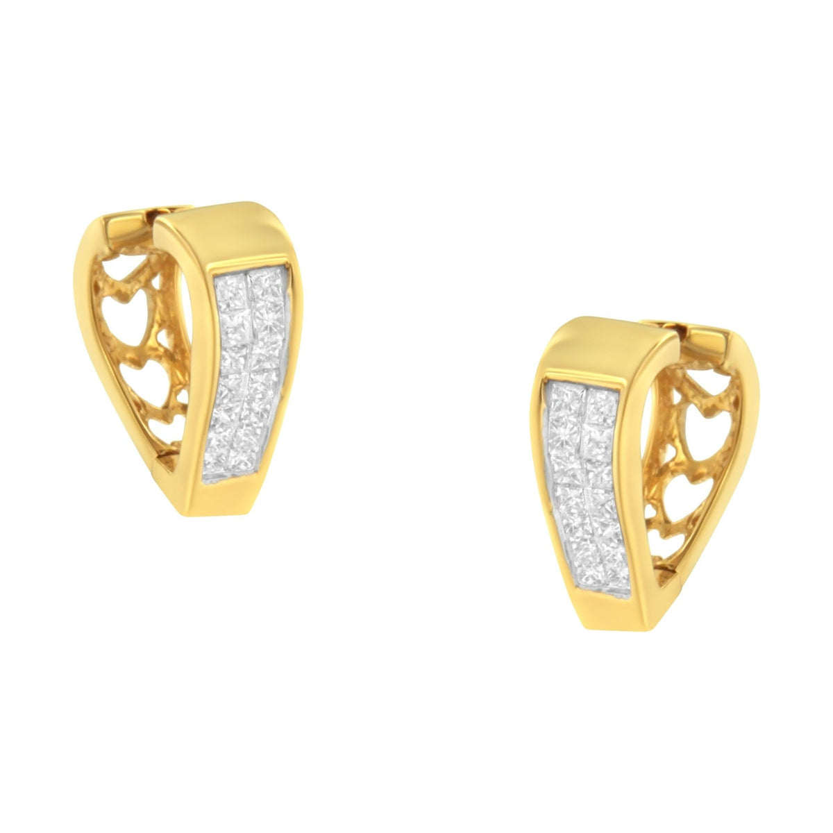 14K Yellow Gold Diamond Huggy Earrings (1/2 cttw, H-I Color, SI2-I1 Clarity) - LinkagejewelrydesignLinkagejewelrydesign
