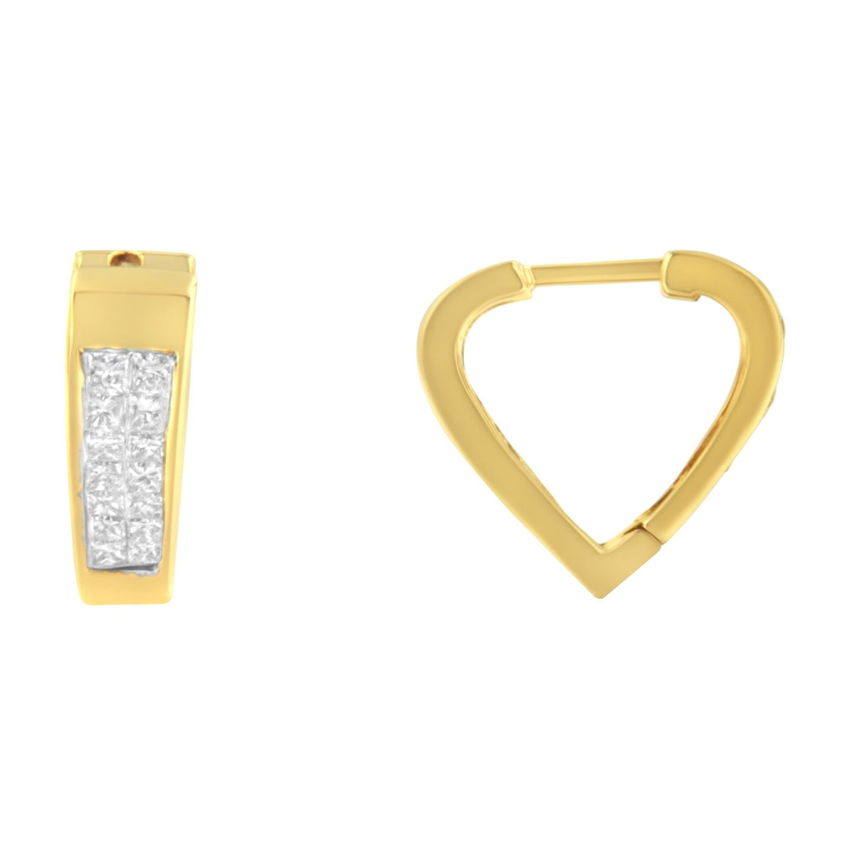 14K Yellow Gold Diamond Huggy Earrings (1/2 cttw, H-I Color, SI2-I1 Clarity) - LinkagejewelrydesignLinkagejewelrydesign