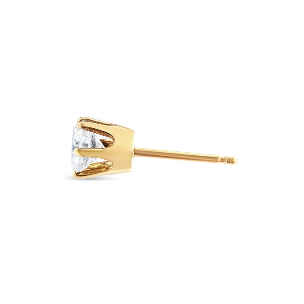 14K Yellow Gold Diamond Solitaire 6-Prong Single Solitaire Stud Earring (3/8 cttw, I-J Color, I2-I3 Clarity) - LinkagejewelrydesignLinkagejewelrydesign