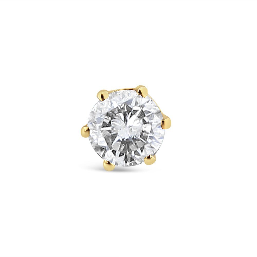 14K Yellow Gold Diamond Solitaire 6-Prong Single Solitaire Stud Earring (3/8 cttw, I-J Color, I2-I3 Clarity) - LinkagejewelrydesignLinkagejewelrydesign