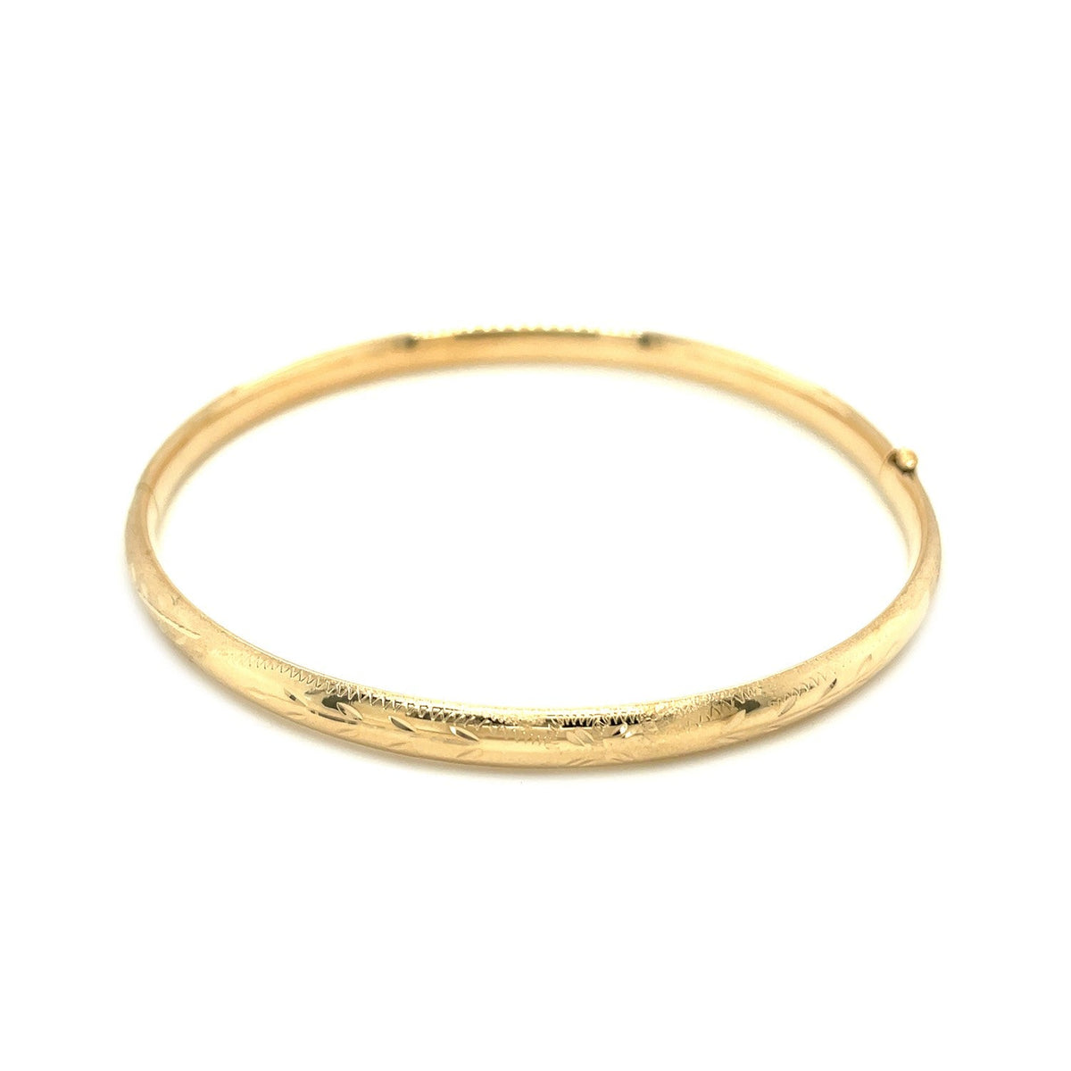 14k Yellow Gold Dome Florentine Design Bangle - LinkagejewelrydesignLinkagejewelrydesign