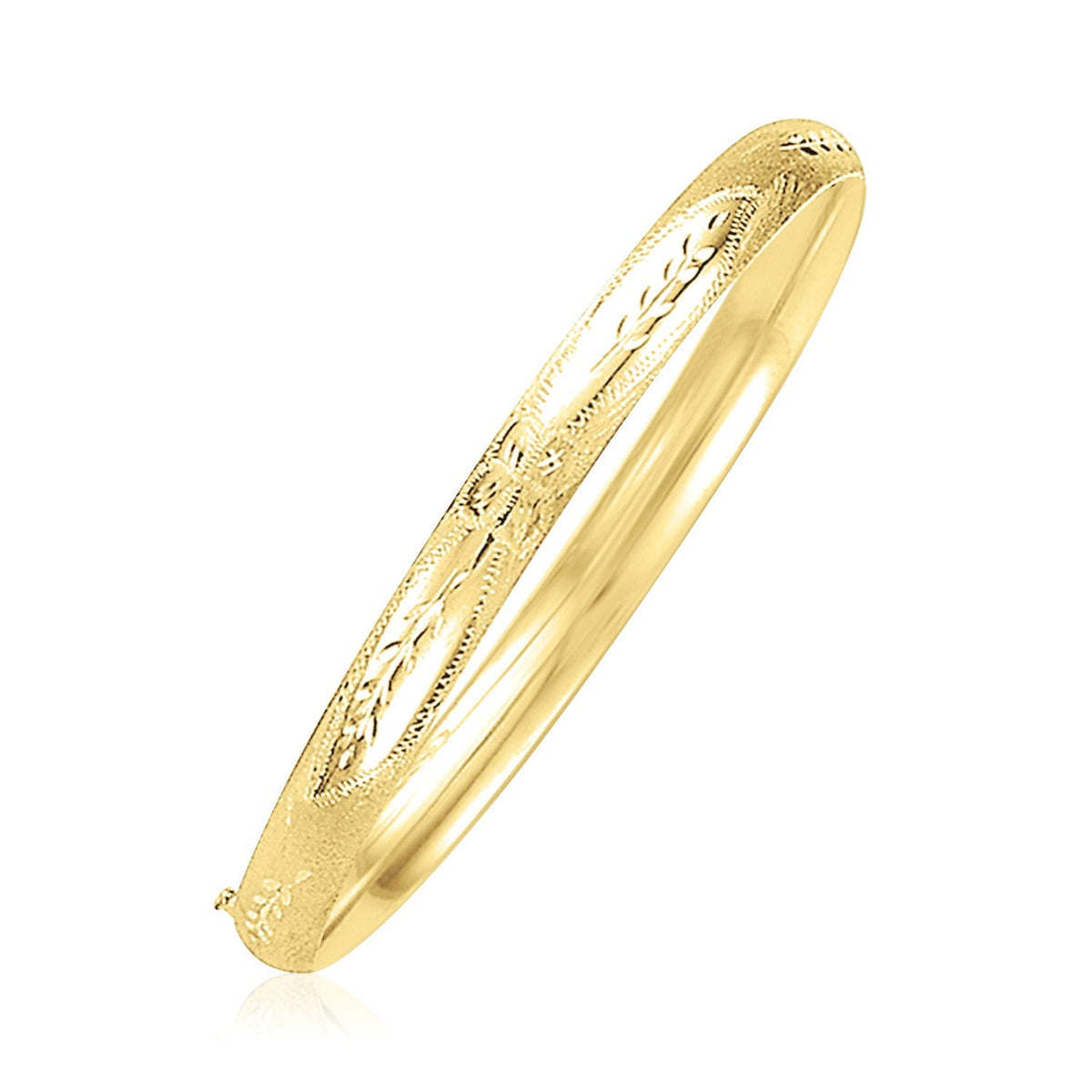 14k Yellow Gold Dome Florentine Design Bangle - LinkagejewelrydesignLinkagejewelrydesign