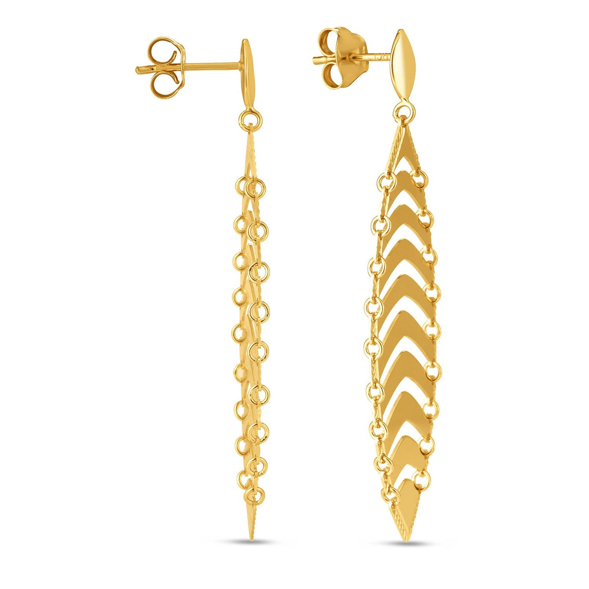 14k Yellow Gold Drop Leaf Earrings - LinkagejewelrydesignLinkagejewelrydesign