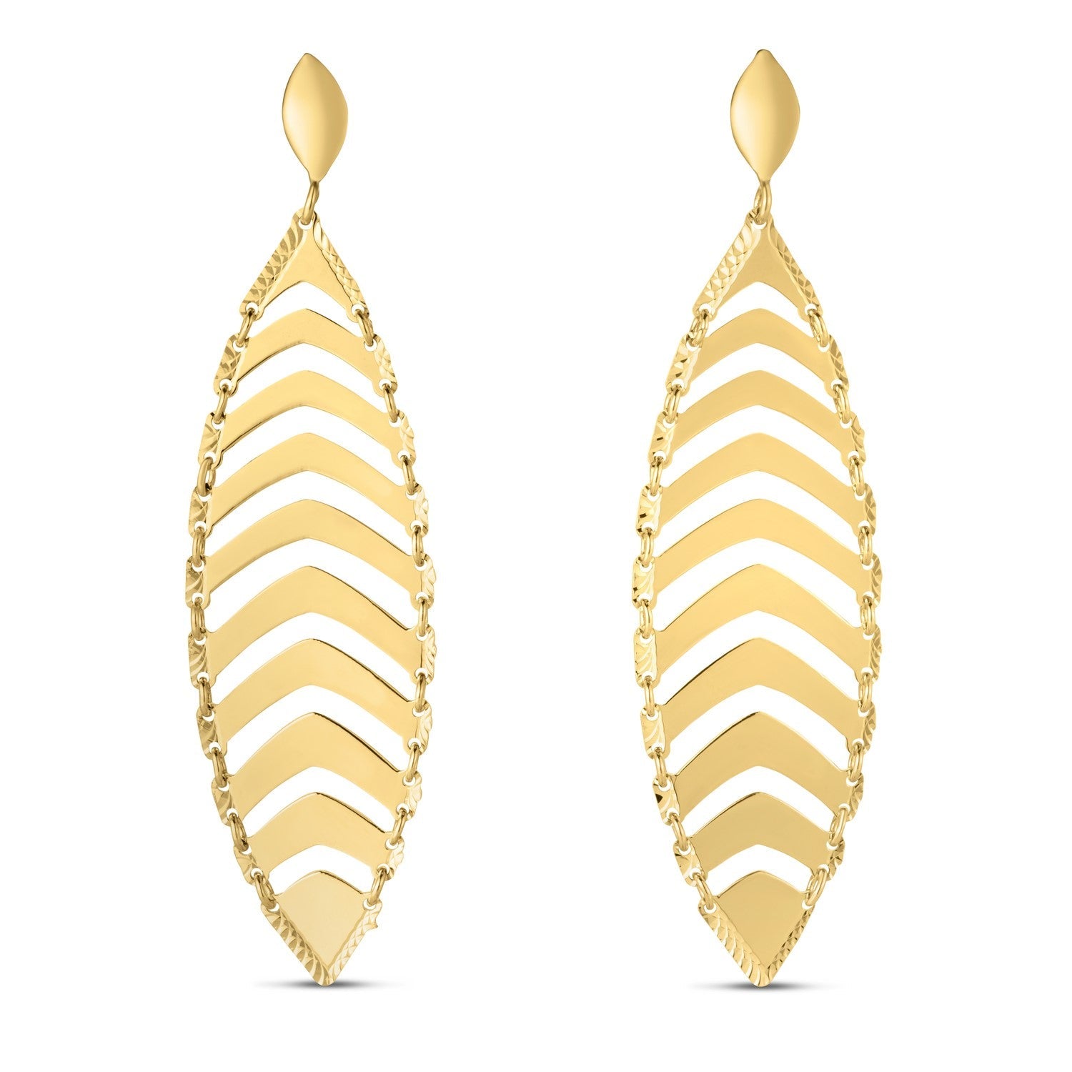 14k Yellow Gold Drop Leaf Earrings - LinkagejewelrydesignLinkagejewelrydesign