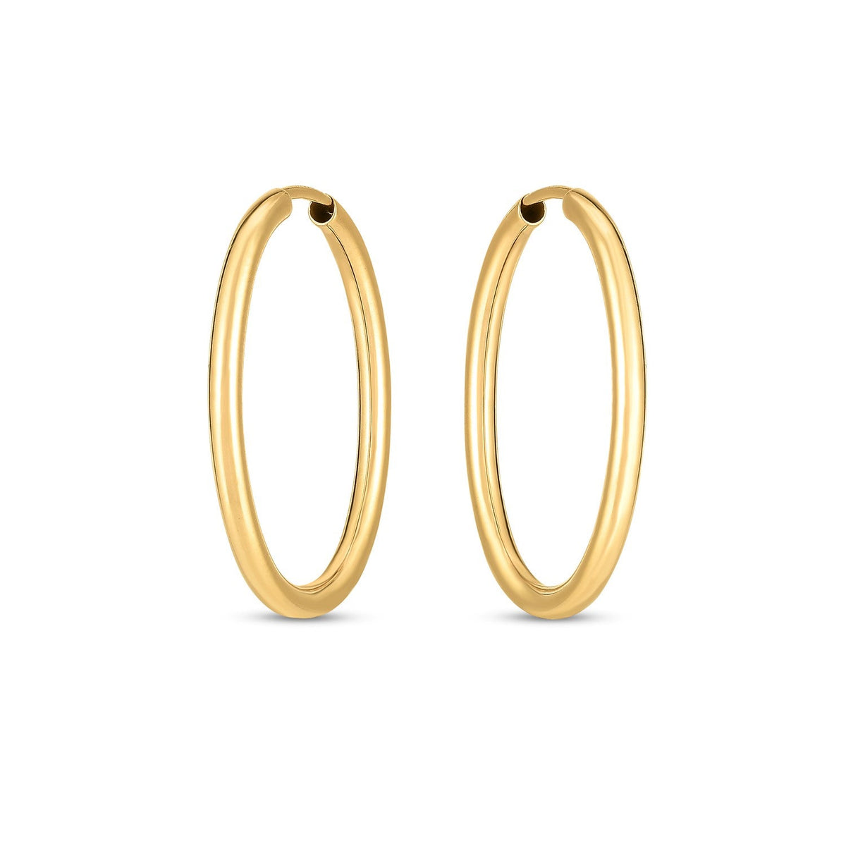 14k Yellow Gold Endless Oval Hoop Earrings - LinkagejewelrydesignLinkagejewelrydesign