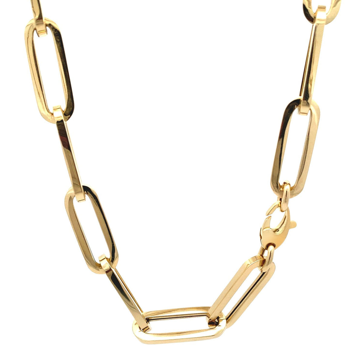 14k Yellow Gold Extra Wide Paperclip Chain Necklace - LinkagejewelrydesignLinkagejewelrydesign