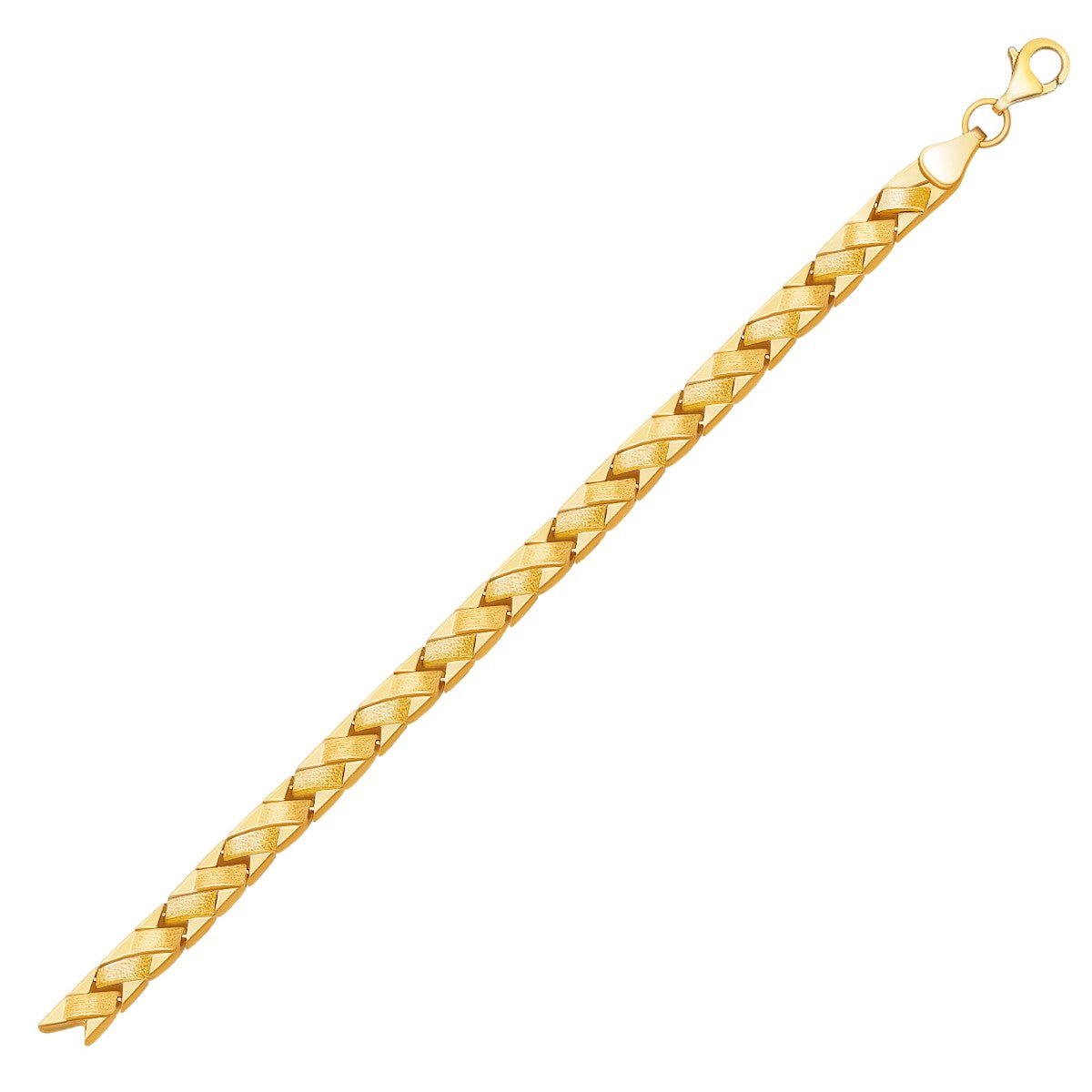 14k Yellow Gold Fancy Basket Weave Line Bracelet - LinkagejewelrydesignLinkagejewelrydesign