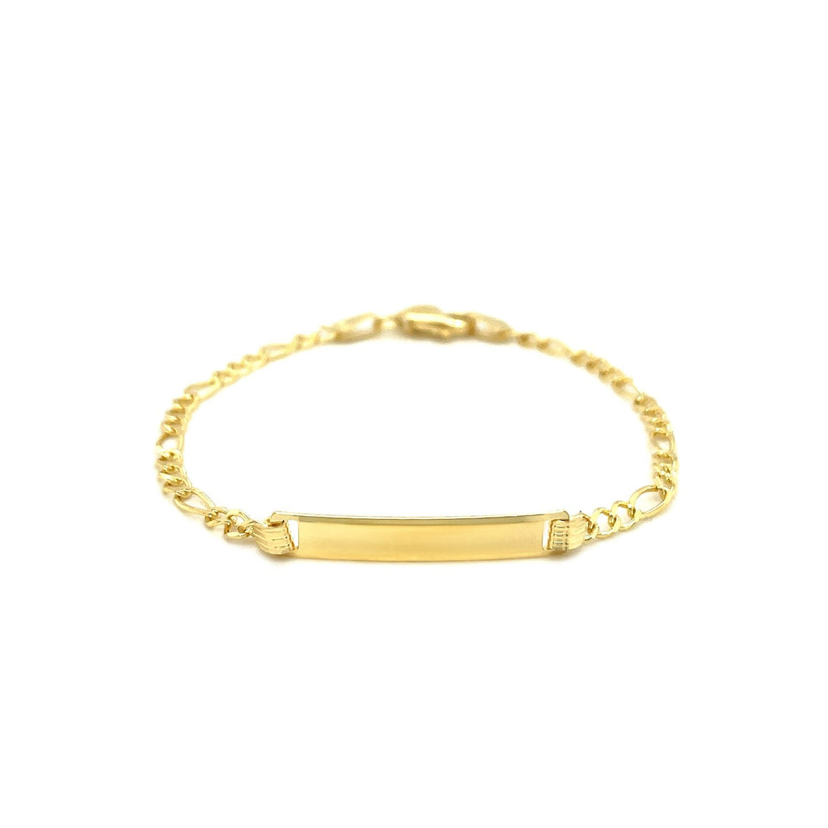 14k Yellow Gold Figaro Link Children's ID Bracelet - LinkagejewelrydesignLinkagejewelrydesign