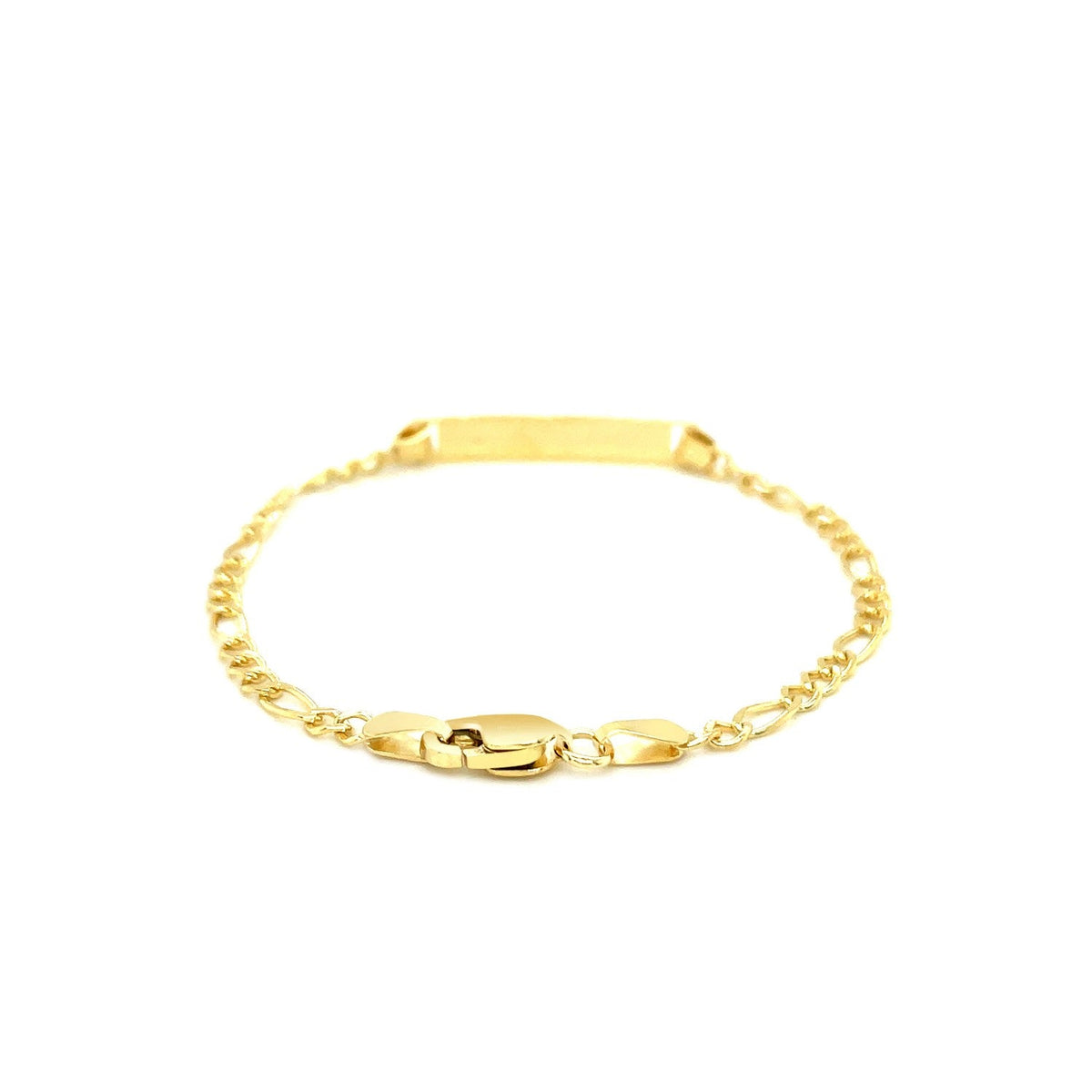 14k Yellow Gold Figaro Link Children's ID Bracelet - LinkagejewelrydesignLinkagejewelrydesign