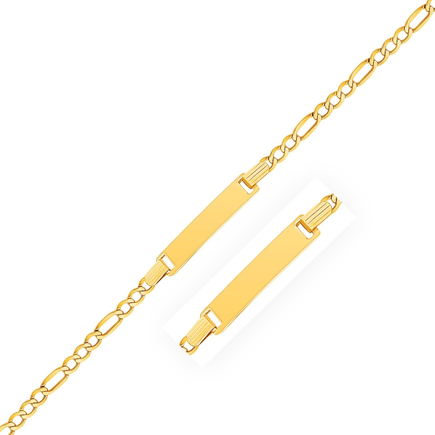 14k Yellow Gold Figaro Link Children's ID Bracelet - LinkagejewelrydesignLinkagejewelrydesign
