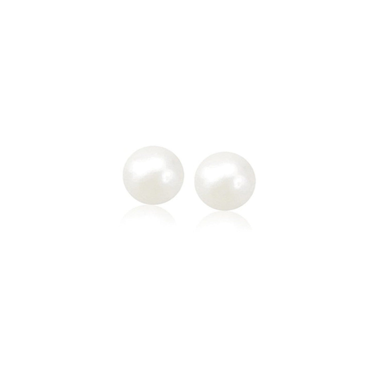 14k Yellow Gold Freshwater Cultured White Pearl Stud Earrings (5.0 mm) - LinkagejewelrydesignLinkagejewelrydesign