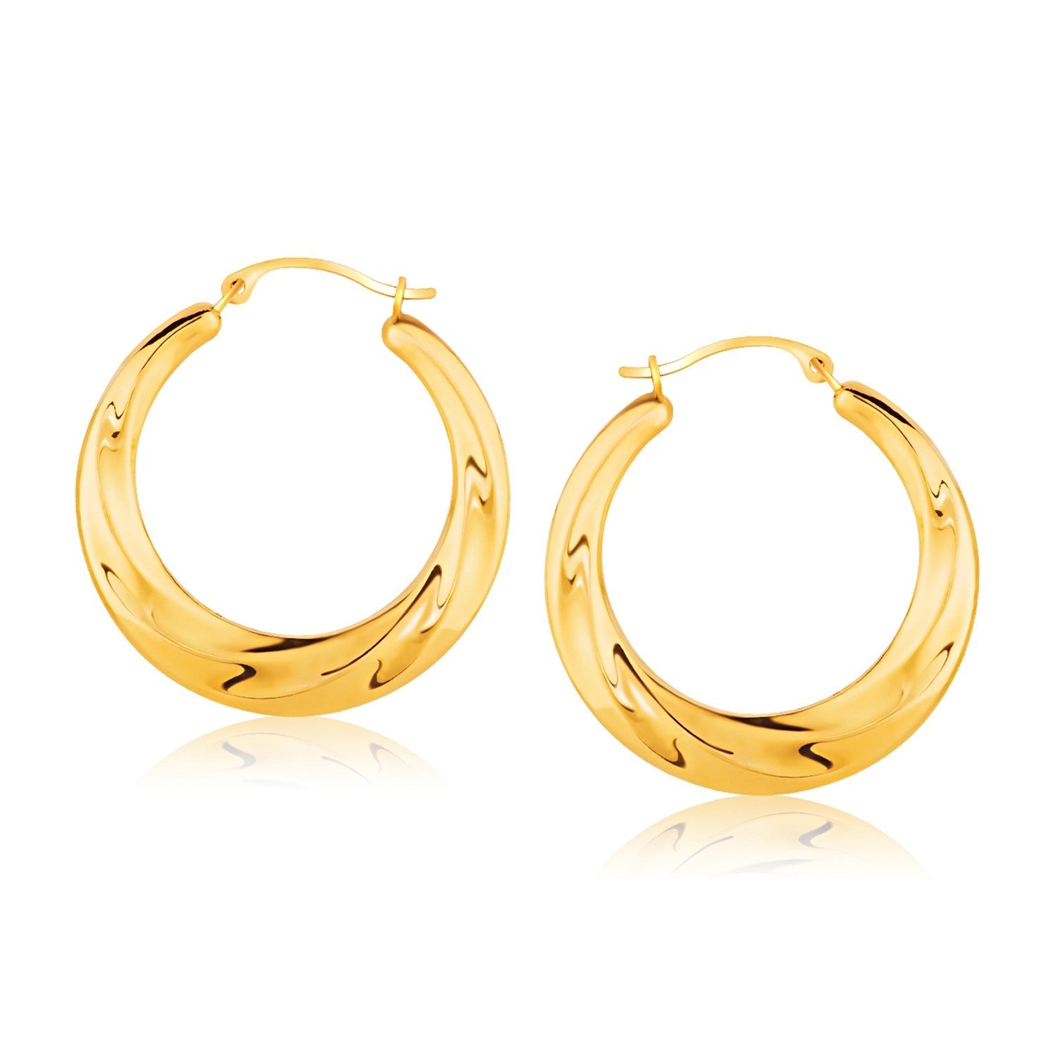 14k Yellow Gold Graduated Textured Hoop Earrings (1 inch Diameter) - LinkagejewelrydesignLinkagejewelrydesign