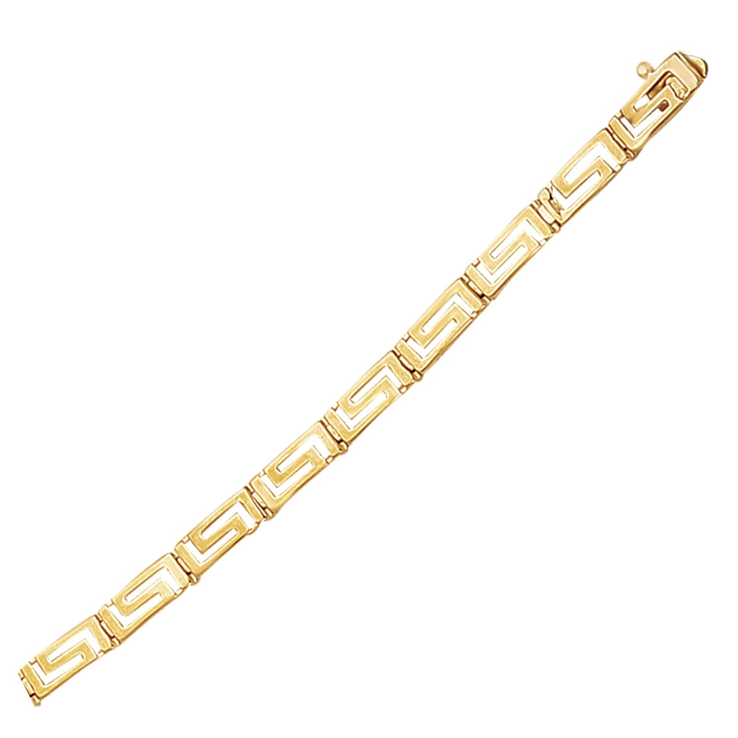 14k Yellow Gold Greek Fret Design Fancy Bracelet - LinkagejewelrydesignLinkagejewelrydesign