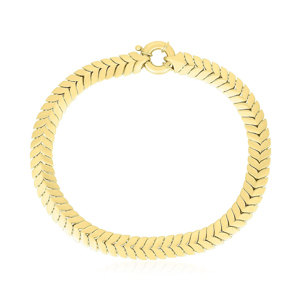 14k Yellow Gold High Polish Chevron Link Bracelet (6mm) - LinkagejewelrydesignLinkagejewelrydesign