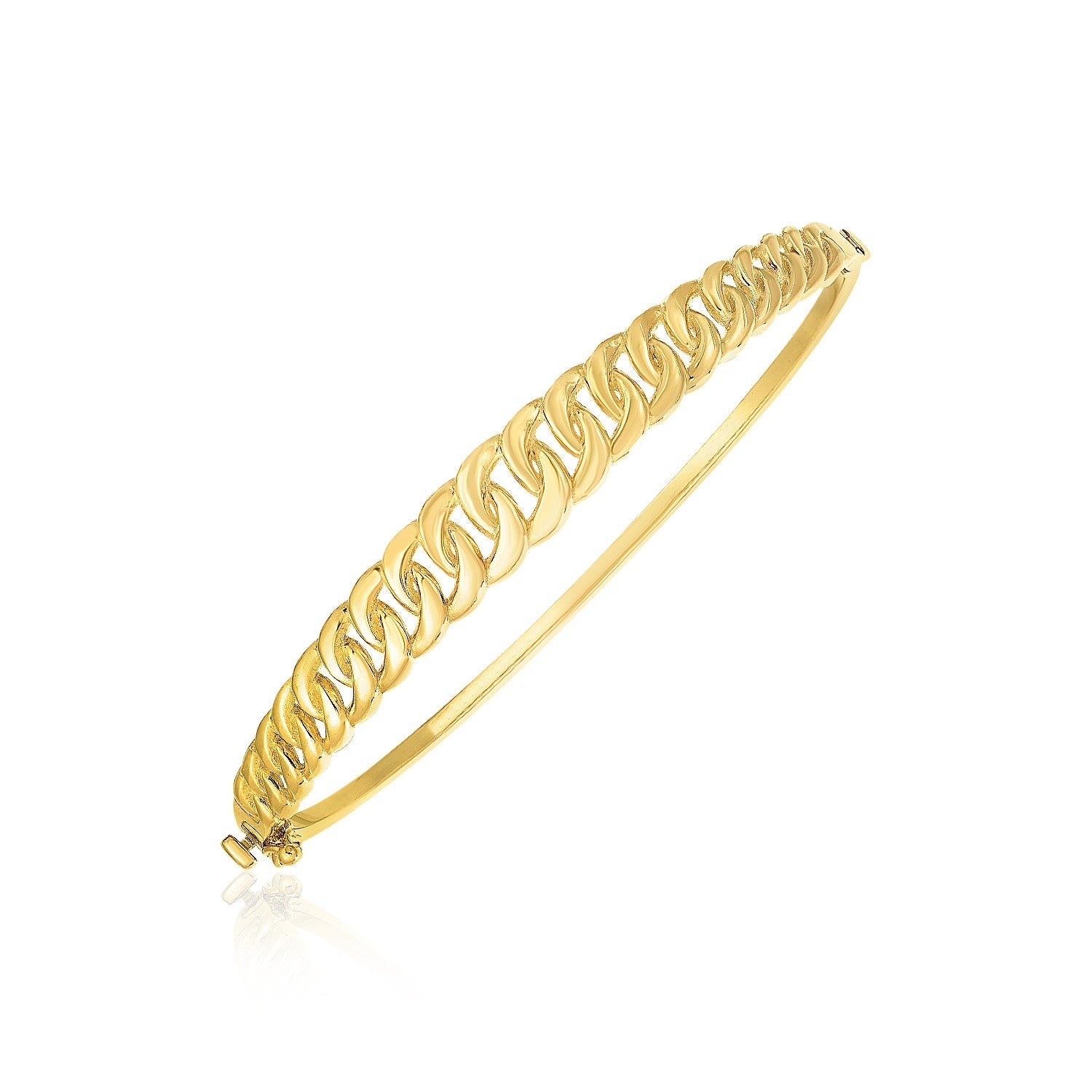 14k Yellow Gold High Polish Curb Chain Link Bangle (8.4 mm) - LinkagejewelrydesignLinkagejewelrydesign
