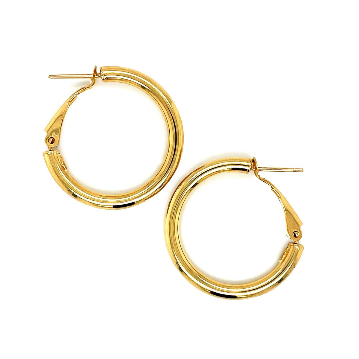 14k Yellow Gold High Polish Hoop Earrings (0.78 inch Diameter) - LinkagejewelrydesignLinkagejewelrydesign