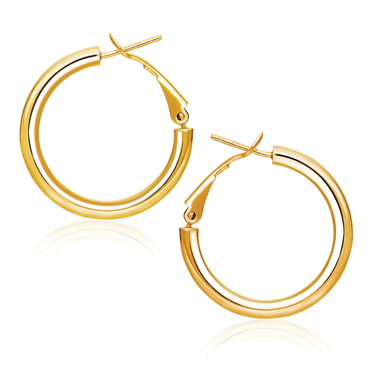 14k Yellow Gold High Polish Hoop Earrings (0.78 inch Diameter) - LinkagejewelrydesignLinkagejewelrydesign