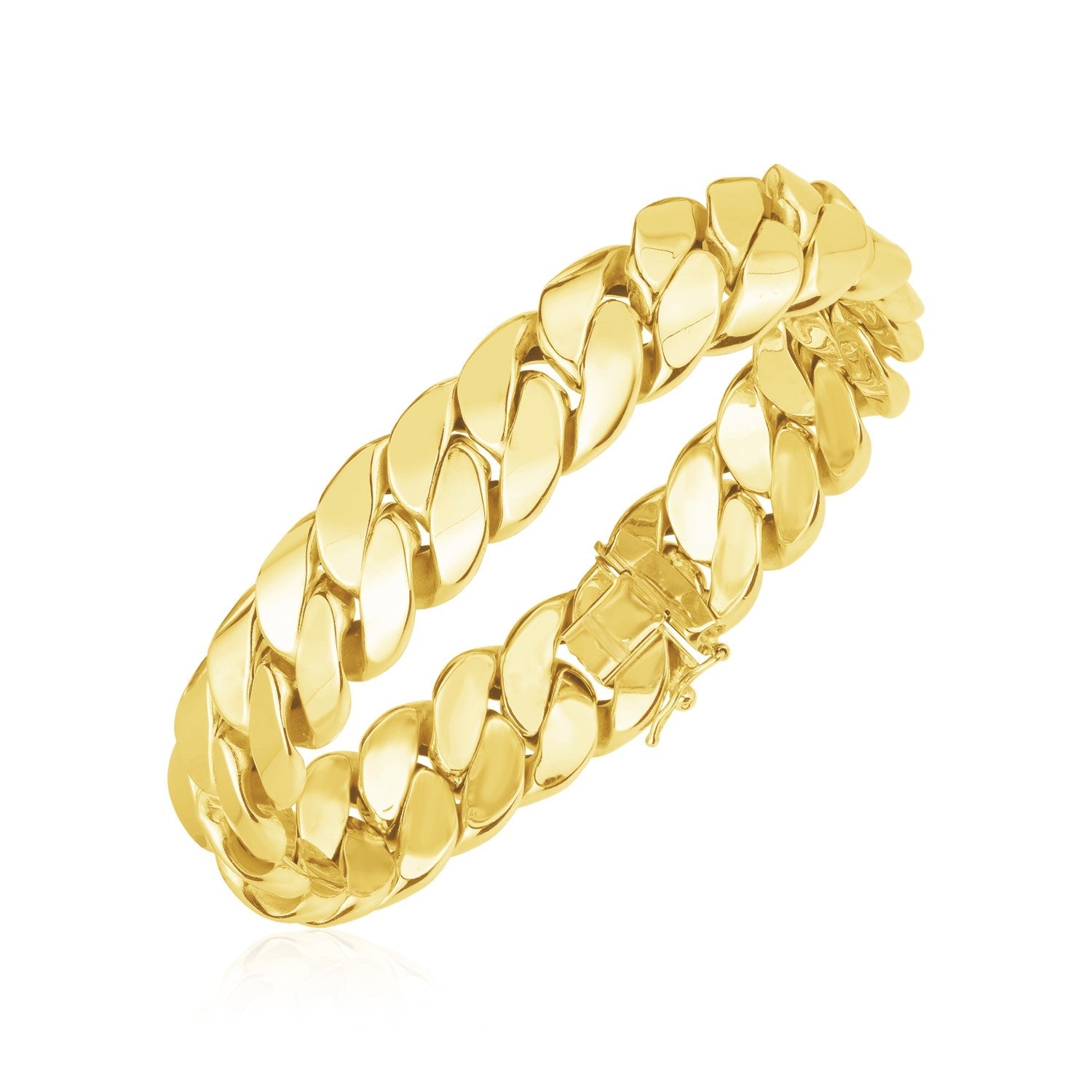 14k Yellow Gold High Polish LA Cubana Link Bracelet - LinkagejewelrydesignLinkagejewelrydesign