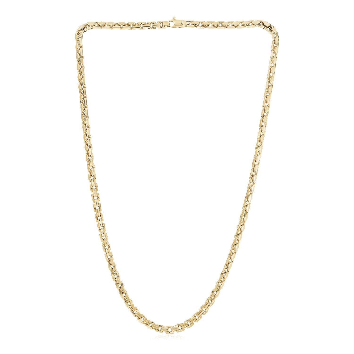 14k Yellow Gold High Polish Mens Fancy Box Necklace (5.0mm) - LinkagejewelrydesignLinkagejewelrydesign