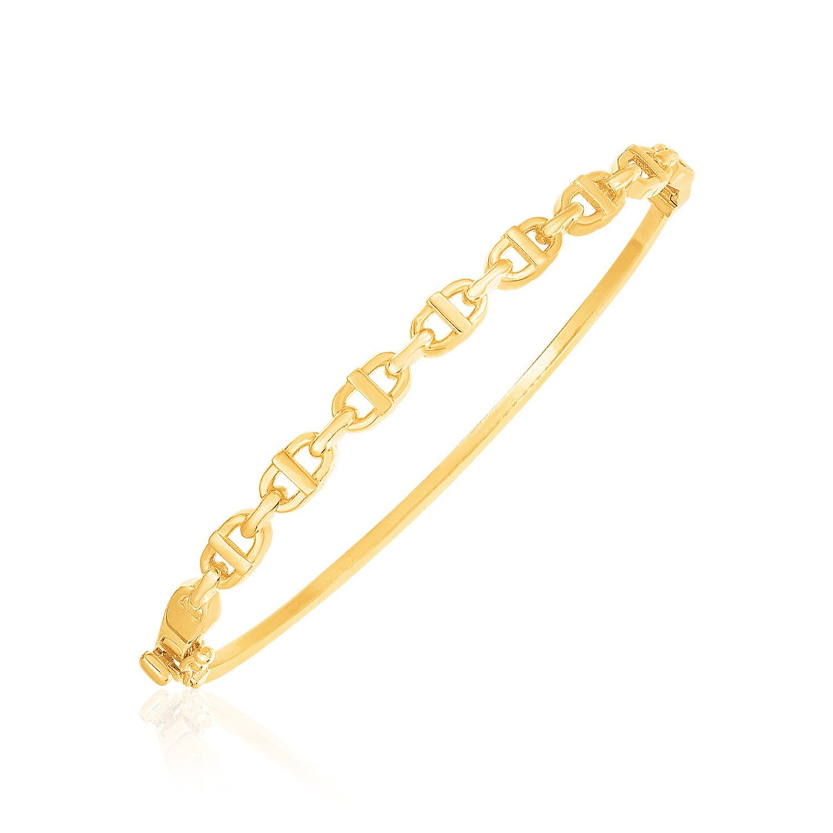 14k Yellow Gold High Polish Puffed Mariner Bangle - LinkagejewelrydesignLinkagejewelrydesign