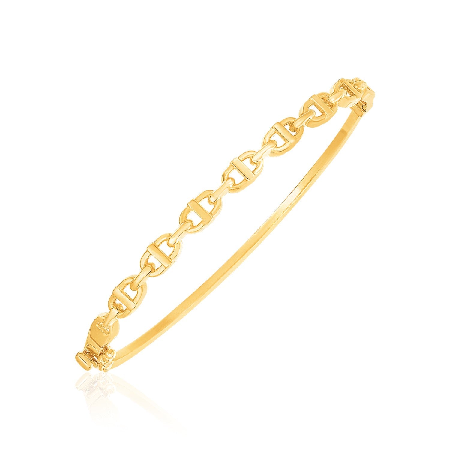 14k Yellow Gold High Polish Puffed Mariner Bangle - LinkagejewelrydesignLinkagejewelrydesign