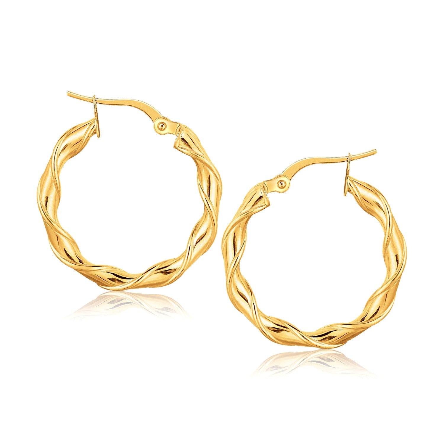 14k Yellow Gold Hoop Earrings (1 inch) - LinkagejewelrydesignLinkagejewelrydesign