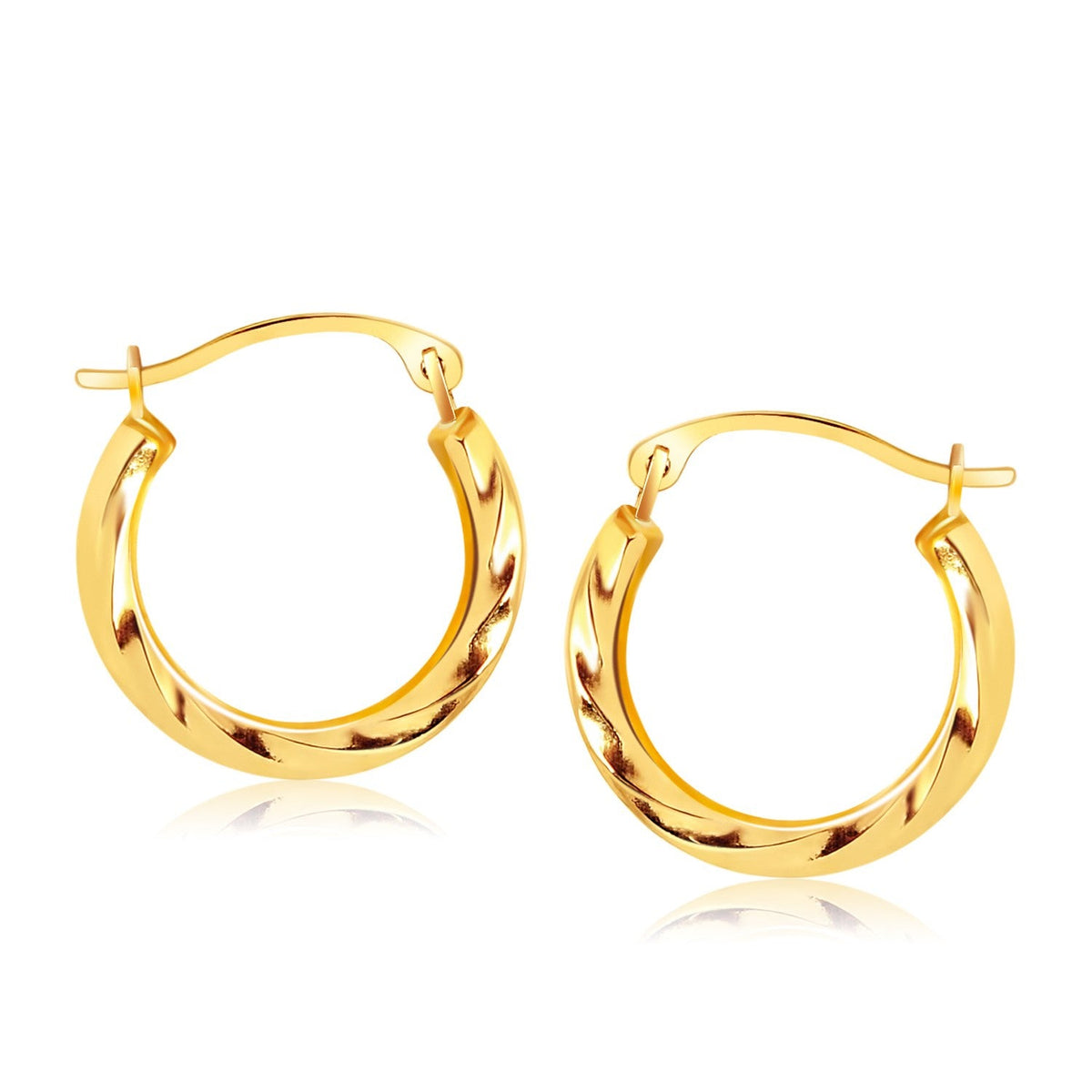 14k Yellow Gold Hoop Earrings in Textured Polished Style (5/8 inch Diameter) - LinkagejewelrydesignLinkagejewelrydesign