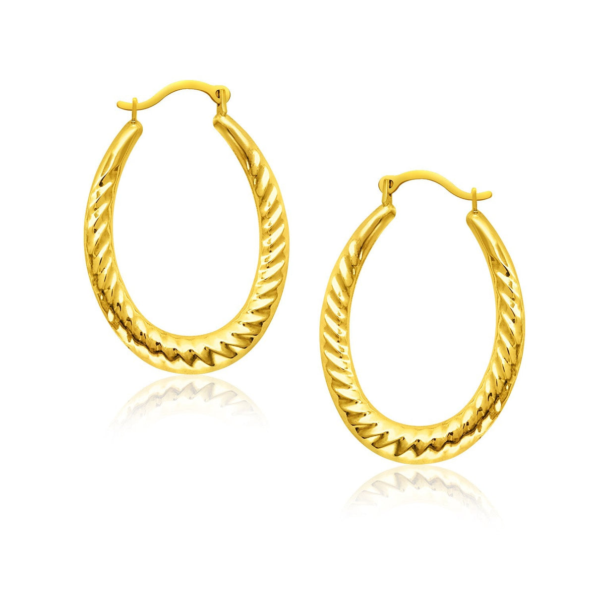 14k Yellow Gold Hoop Earrings with Textured Details - LinkagejewelrydesignLinkagejewelrydesign