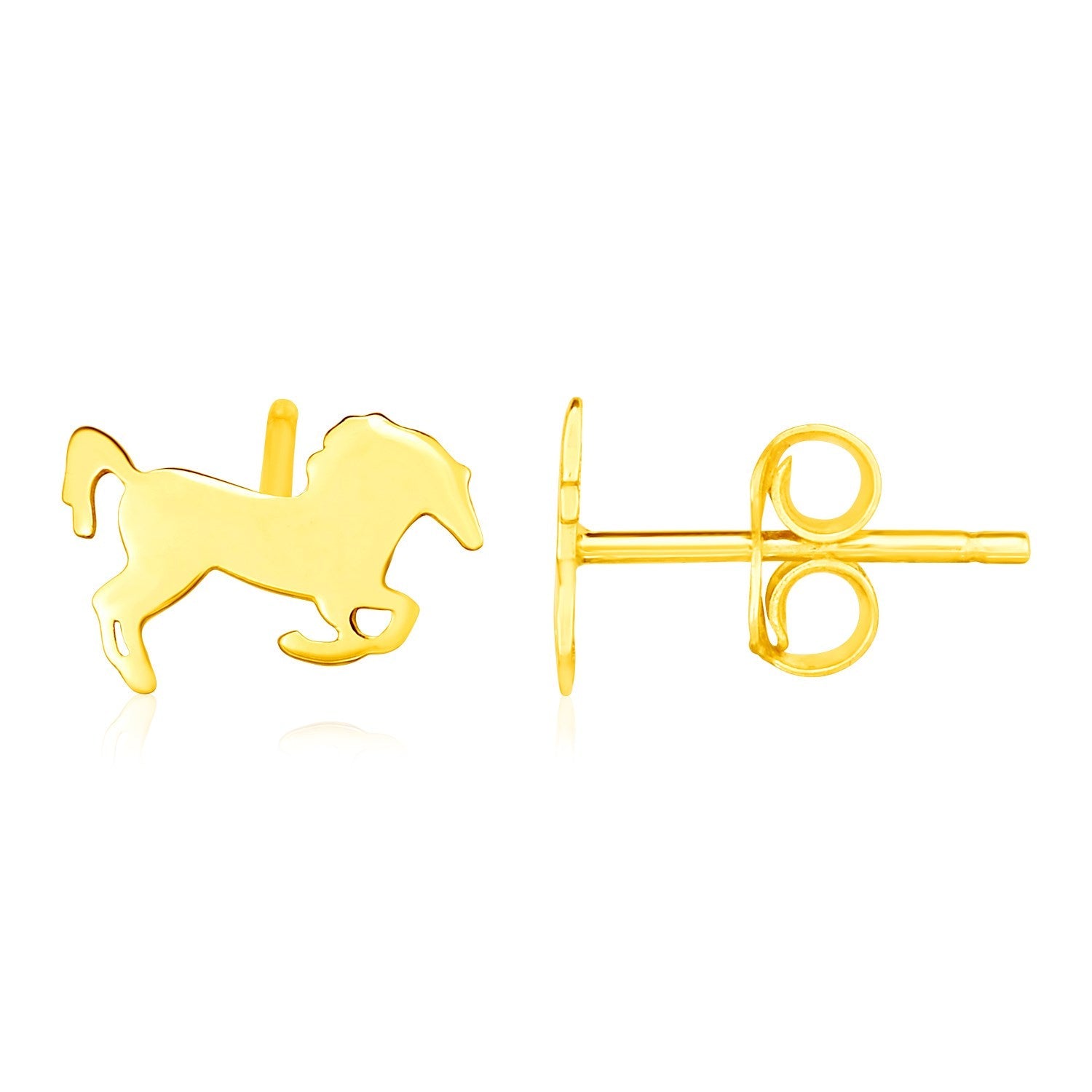 14K Yellow Gold Horse Earrings - LinkagejewelrydesignLinkagejewelrydesign