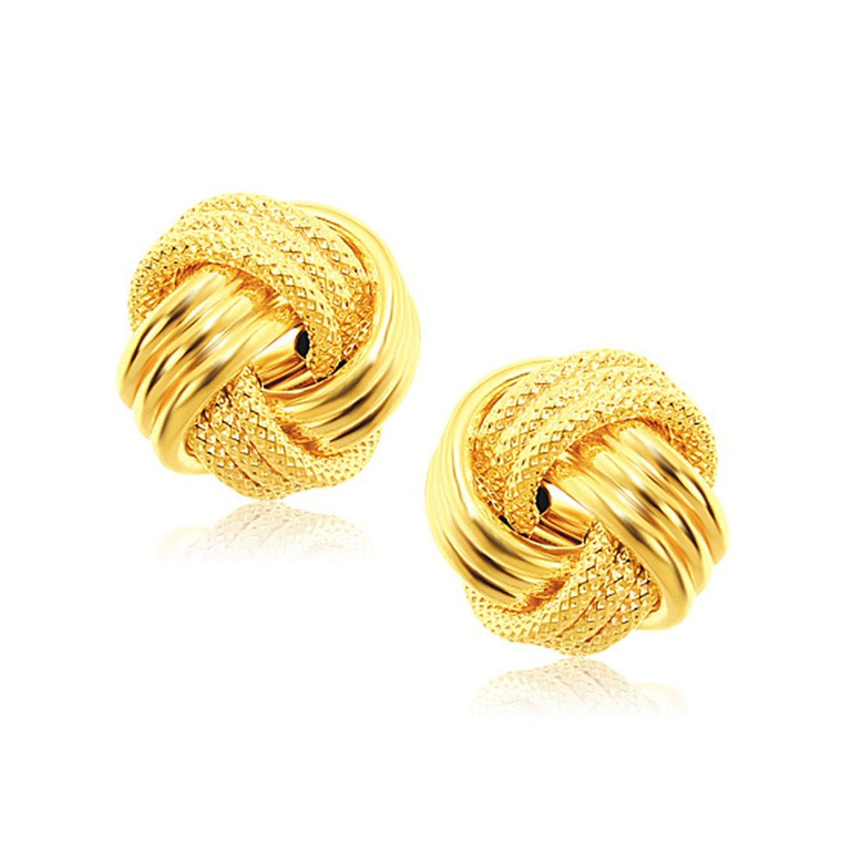 14k Yellow Gold interweaved Love Knot Stud Earrings - LinkagejewelrydesignLinkagejewelrydesign